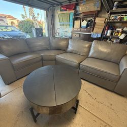 Gently used living room set, couch, chair, and table