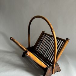 Vintage Rattan Newspaper Rack 