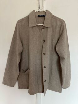 Vintage Solutions Casual wear Linen Blend Jacket Long Sleeve Beige Button Men M