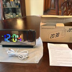 LED Projection Alarm Clock with Color Display – Like New