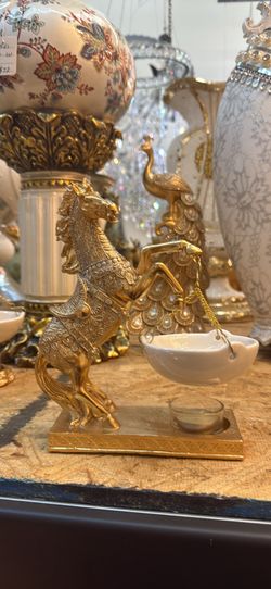 Gold horse oil burner figurine