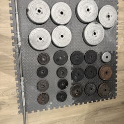 Free weights - 15, 10s and 5s - over 165 lbs