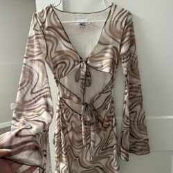 Princess Polly Bennie Mini Dress - Brown Swirl