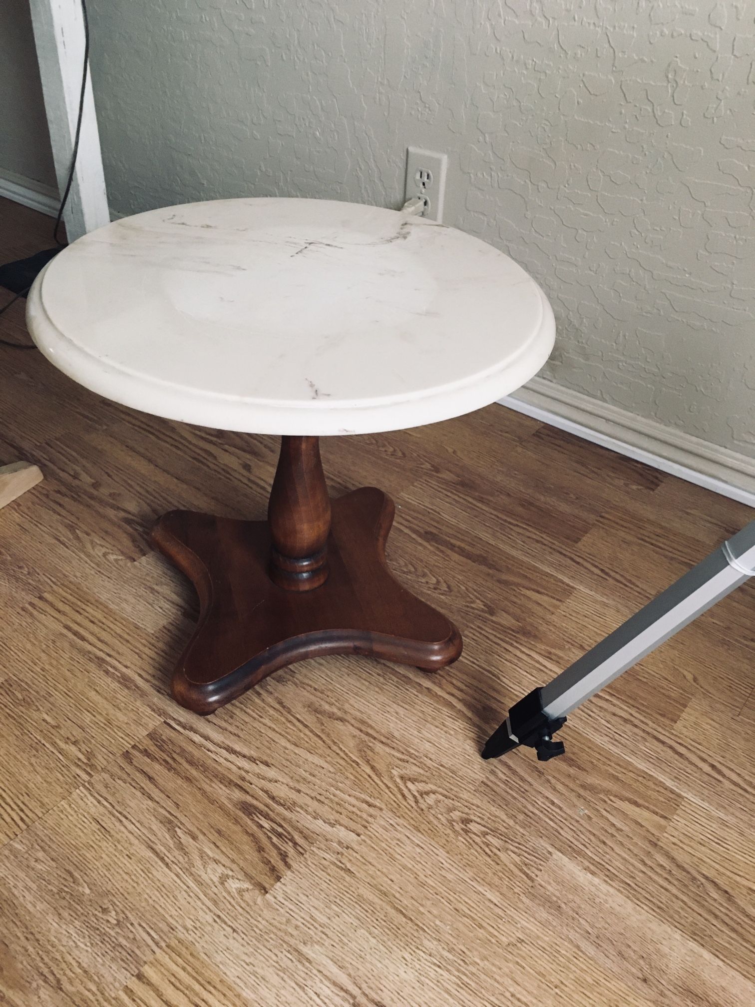 Marble & Wood Short Table For Plant