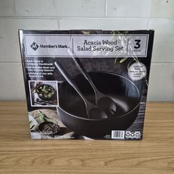 Acacia wood salad serving set
