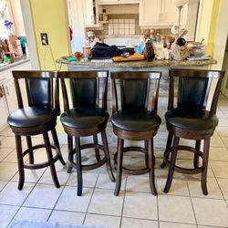 Monarch Specialties Set of 4 Cappuccino 29-in H Tall 360 Swivel Wood Bar Stools