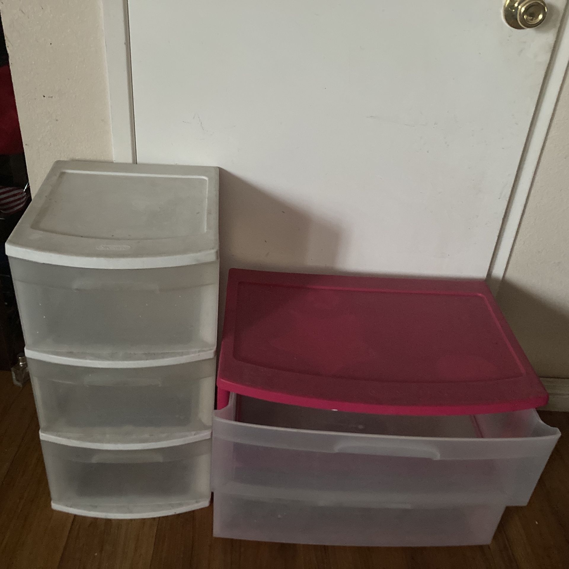 2 Clear Sterilete Hard Plastic Cabinete With 2 & 3 Drawer $ 20 Each