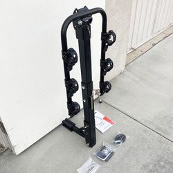 (NEW) $49 Tilt Folding 3-Bike Mount Rack Bicycle Carrier 2” Hitch 110lbs Max w/ No-Wooble U Bolt & Straps