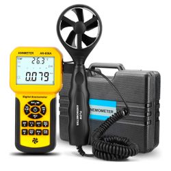 HVAC Air Flow CFM Meter, AIOMEST Handheld Anemometer Measure Airflow Wind Speed Velocity Temperature, Professional Air Vent Ductwork Velometer Gauge A
