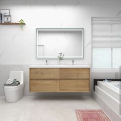 60'' Double Bathroom Vanity with Acrylic Top NEW