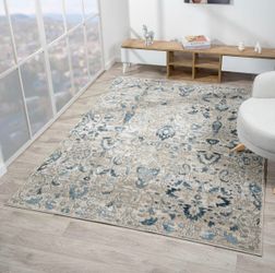 NEW 4x5 vintage floral blue rug
