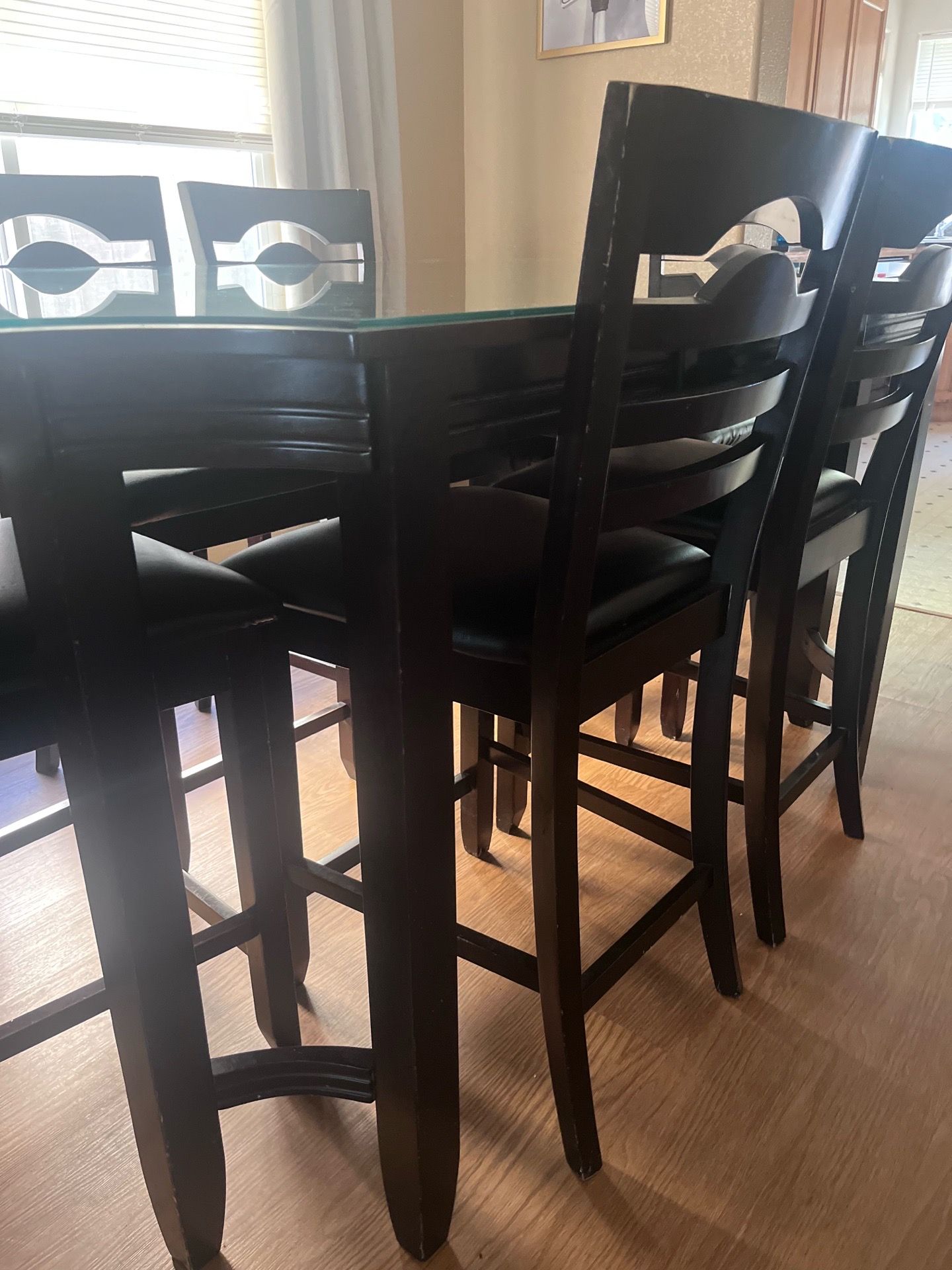 Dinning table set with Glass top + chairs included