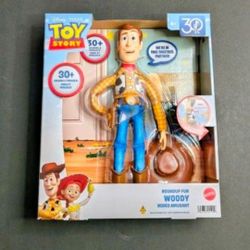 2025 Disney Pixar TOY STORY ROUNDUP FUN WOODY DOLL 30th Anniversary Mattel 12in