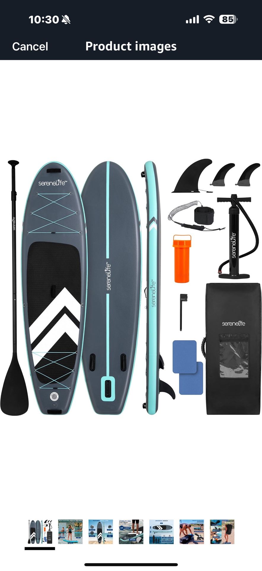 SereneLife 10’ Inflatable Stand Up Paddle Board with Premium SUP Accessories - 33” Wide Stable Design with Non-Slip EVA Deck Pad for Youth and Adults,