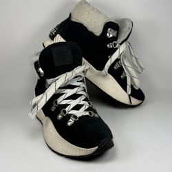 Sorel Womens 6 Black Suede Out N About III Conquest Waterproof Boots Sherpa Fur