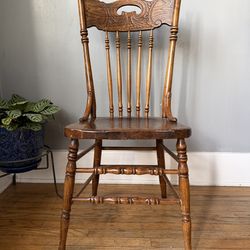 Antique Victorian Oak Dining Chairs (Pair)