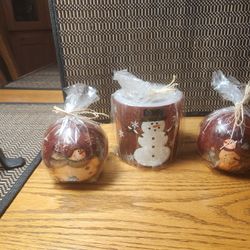 Set Of 3 Snowman Candle Holders  Never Used