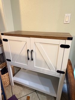 Beautiful White Farmhouse Cabinet / Console Tabl