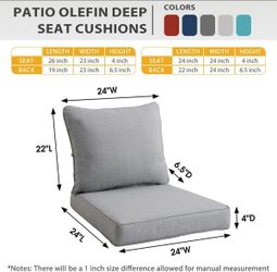 Patio Olefin Deep Seat Cushion Set