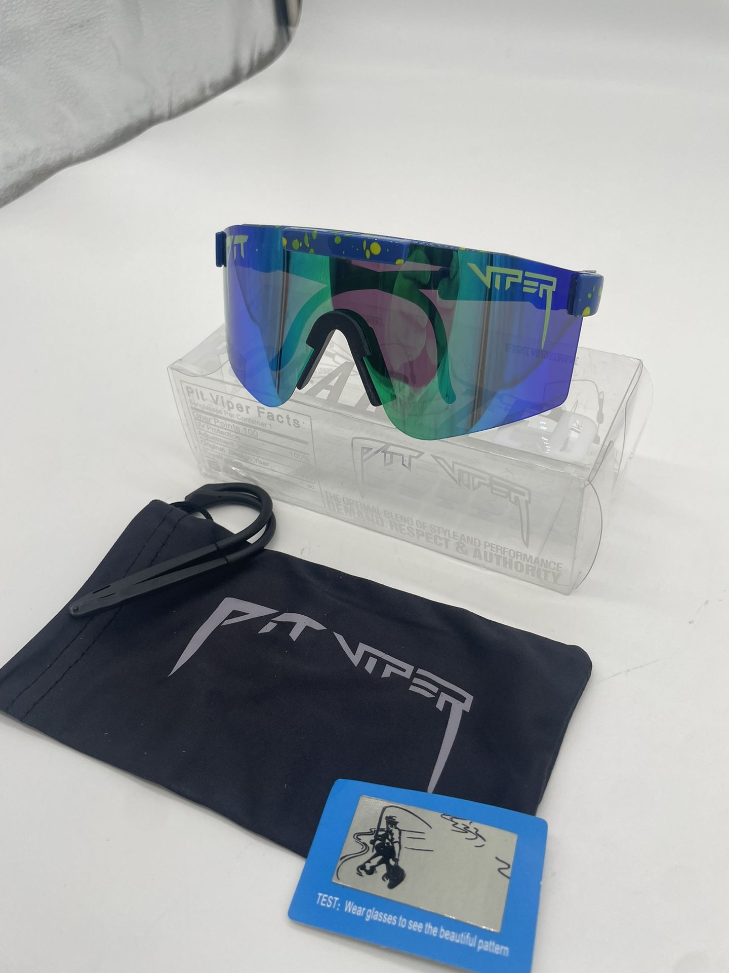 Pit Viper Blue and Neon Polarized UV 400 Sunglasses *BRAND NEW*