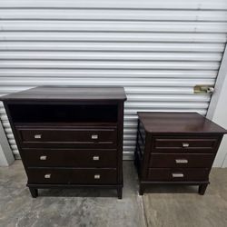 Dark Brown TV Stand Dresser & Nightstand Set
