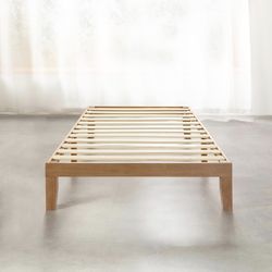 Classic 12-Inch Solid Wood Platform Bed | Wooden Slats, No Box Spring Needed, Easy Assembly | Twin, Natural Pine