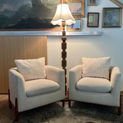 Two Boucle Elroy Accent Chairs $650 for both