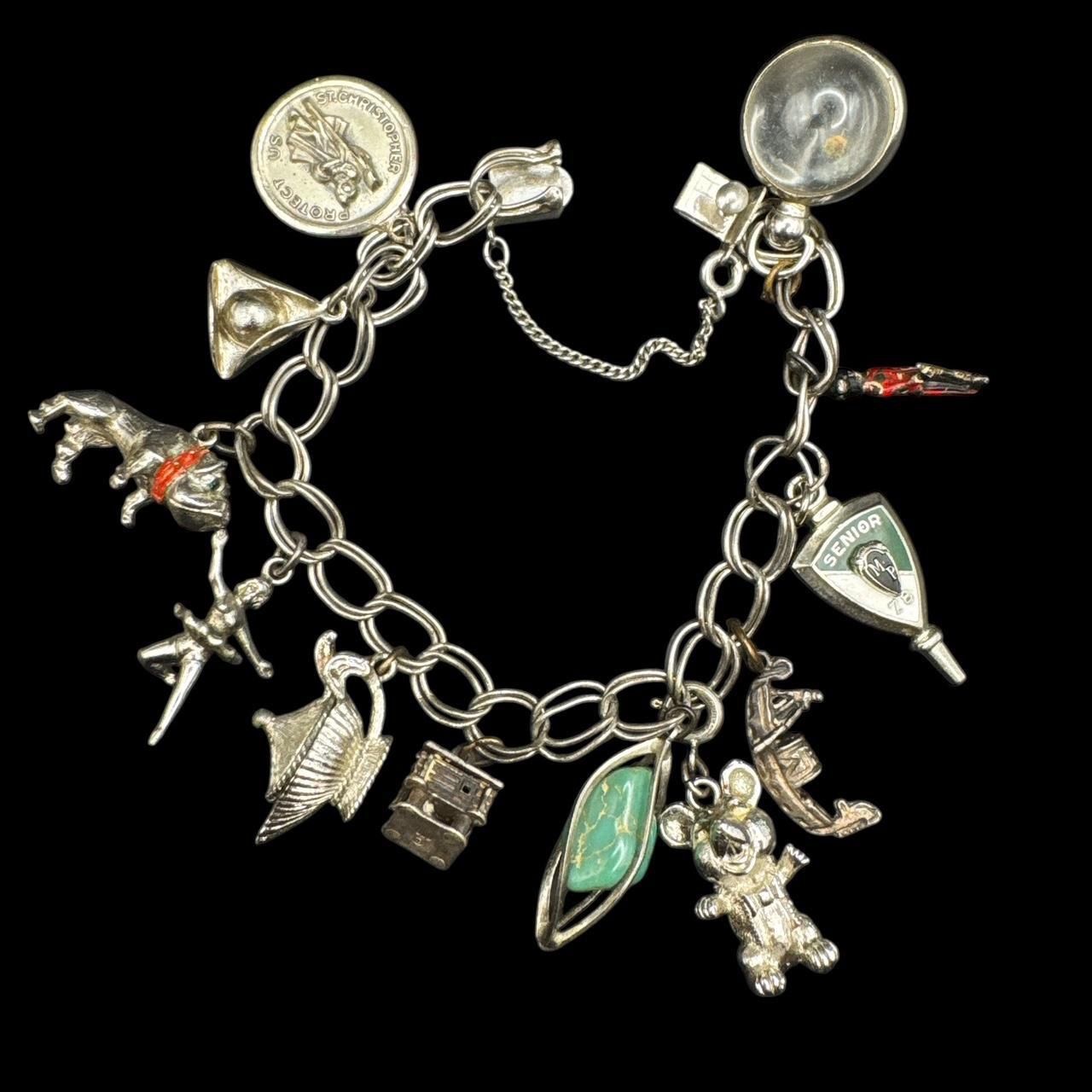 Vintage Sterling Silver Mixed Metal Life Charm Bracelet 7” 50.9 Grams (24)65