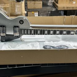 Les Paul Custom Style Electric Guitar – Silver Sparkle – AS IS