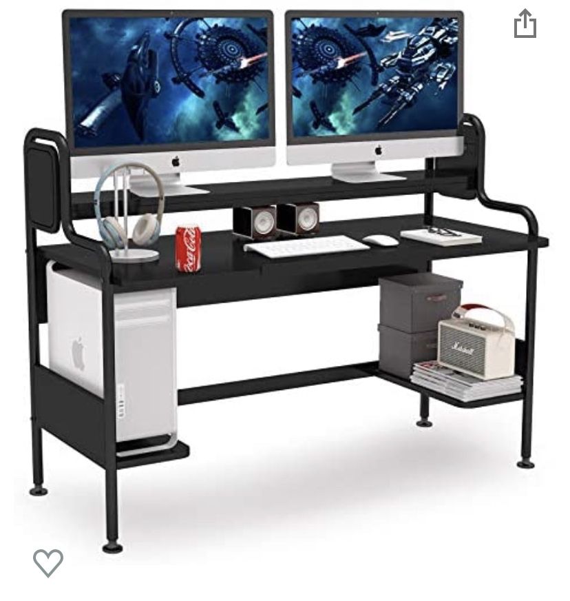 (NEW) Tribesigns Computer Desk with Hutch, 55-Inch Large Gaming Desk with Storage Shelves