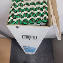 Open box of fluorescent light bulbs