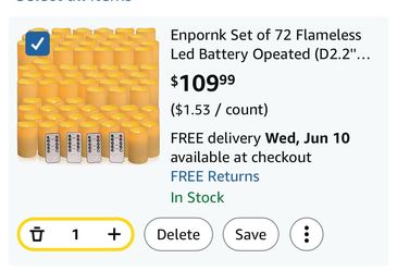 Set of 72 Waterproof Indoor & Outdoor Flameless Led Candles Battery Opeated (D2.2'' x H4''5''6'')
