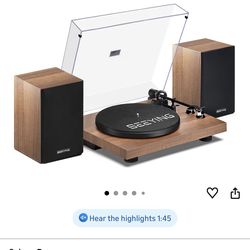 Record Player Viny! Bluetooth Turntable with 36 Watt Stereo Bookshelf Speakers, Hi-Fi System with Magnetic Cartridge,