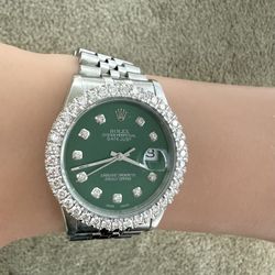 Rolex Pre Owned 36mm DateJust Green Diamond Dial -Quick Set 