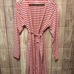 Bump in the night Large maternity/nursing robe nightgown red white striped