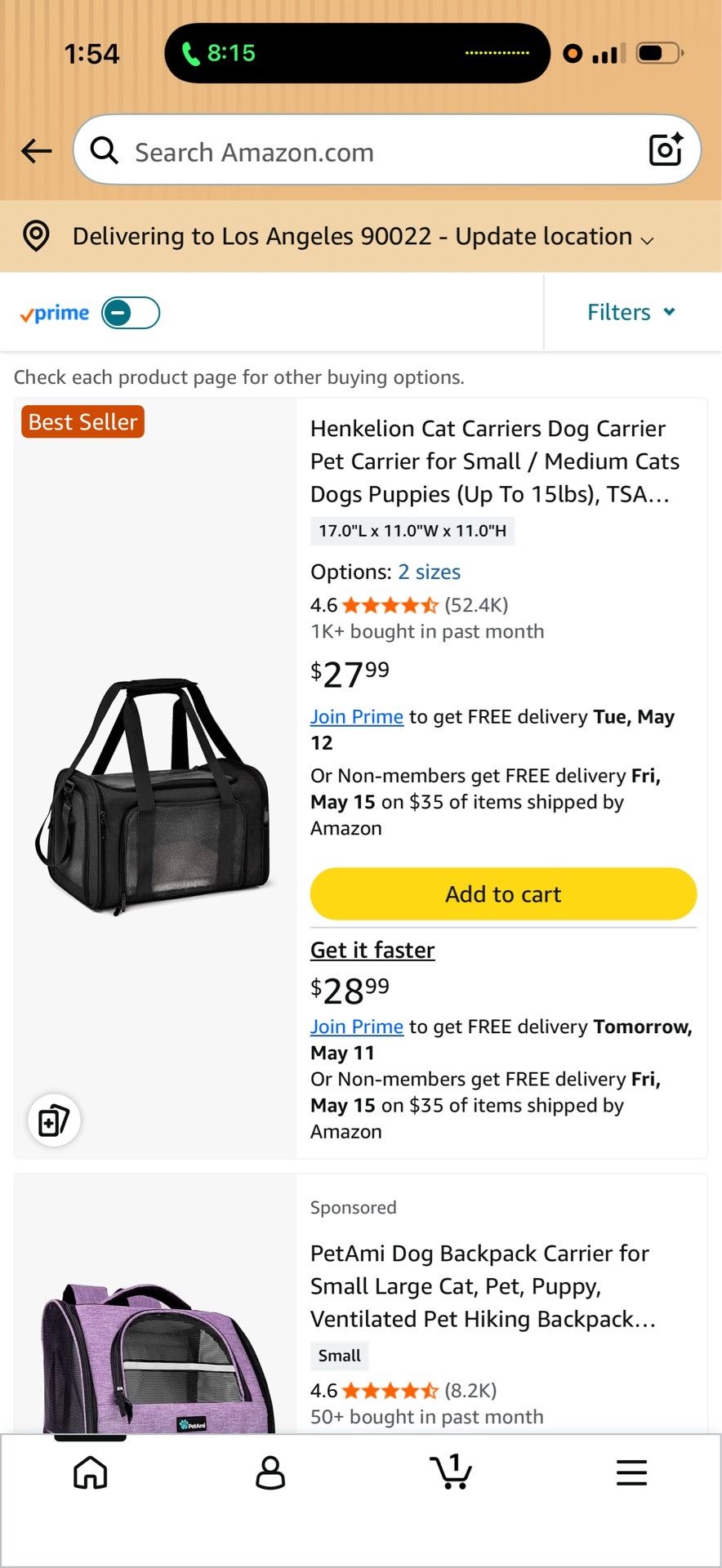 Pets travel carrier