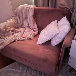 Dusty Pink Armchair Sleeper With two Pillows