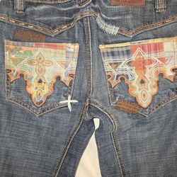 Anti Denim Boot cut Low-Rise Embroidery On Back Pockets 32"Inseam