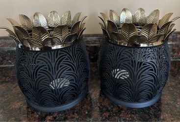 Set of 2 Bath & Body Works Pineapple Luminary 3-Wick Candle Holders