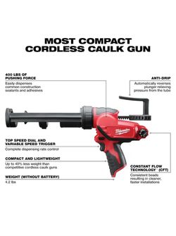 Milwaukee M12 Gun Lithium-Ion Caulking and Adhesive 10oz