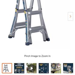 5 in 1 Multi Position Pro 14 ft. Reach Aluminum Adjustable Multi Position Ladder, 375 lb. Load Capacity Type IAA Duty