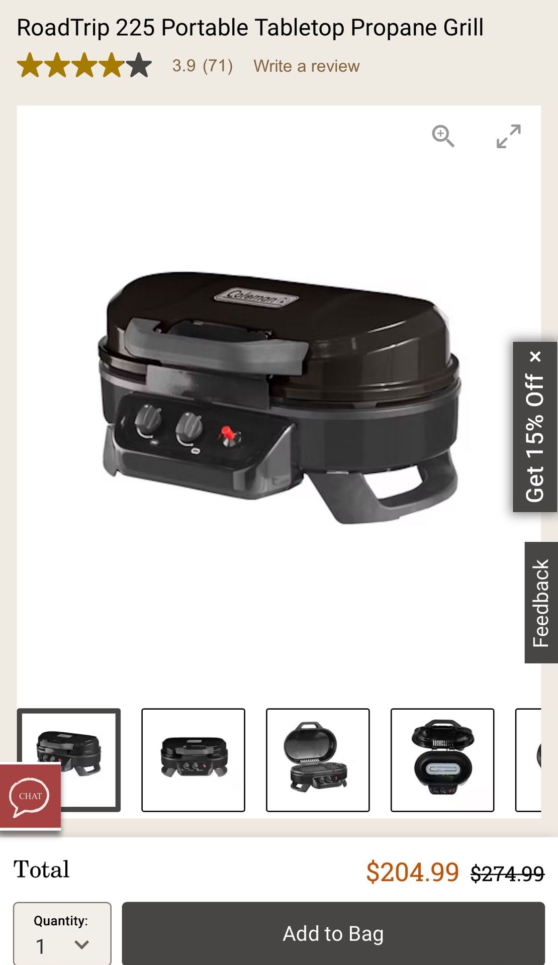 Coleman 225 Tabletop BBQ - Brand New In Box
