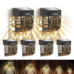 Solar Deck Lights, 2 Pack, Dusk to Dawn, Waterproof, Outdoor Garden Decorative Lights, Warm White