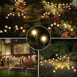 6-Pack Solar Lights for Outside, Upgraded Solar Garden Lights, Sway by Wind, 48 LED Waterproof Solar Outdoor Lights Firefly Lights Warm White
