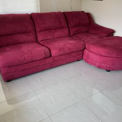 Red suede Sleeper Sofa