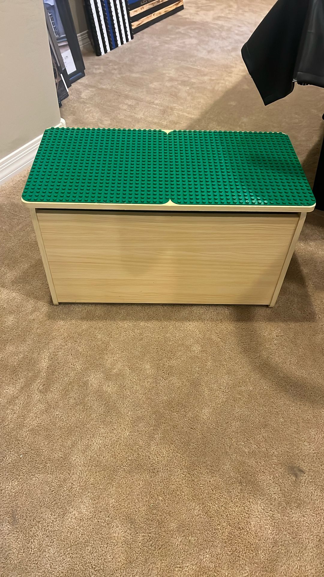 Kids Wood Toy Chest With Lego Board