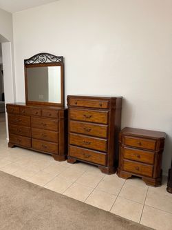 3-Piece Brown Wood Bedroom Dresser Set