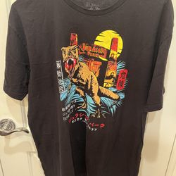 Riot Society Jurassic Park Kanji T-shirt in black with a T-Rex 