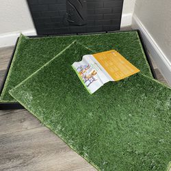 Hompet Dog Grass Pad with Tray Large, Puppy Turf Potty Reusable Training Pads with Pee Baffle, Artificial Grass Patch for Indoor and Outdoor Use, Idea