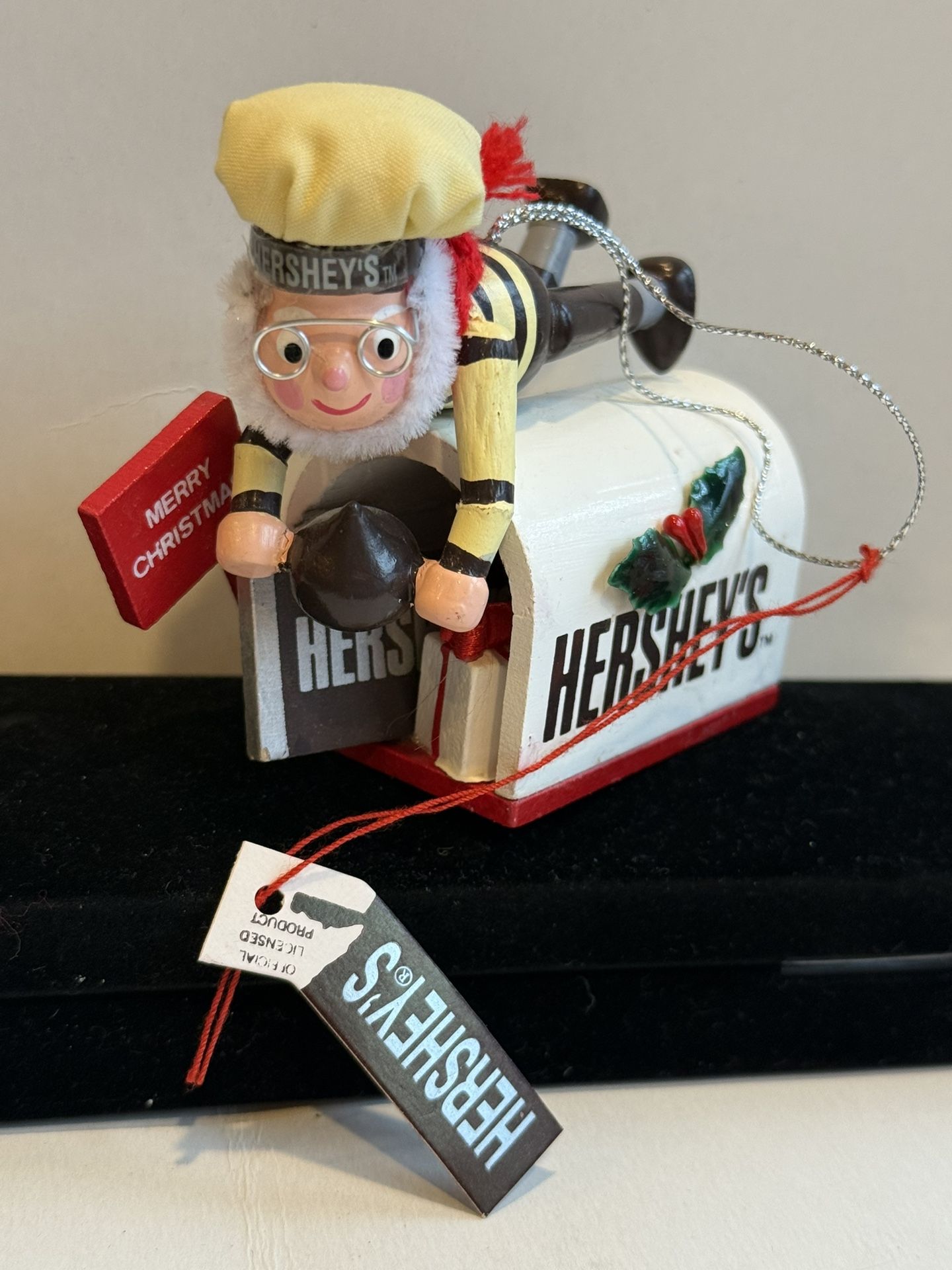 Hershey's Christmas Ornament Mailbox With Elf Wooden Kurt Adler Vintage 1996